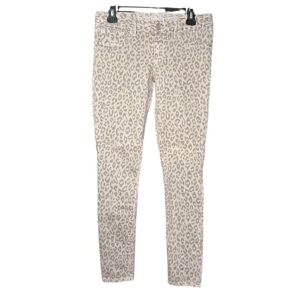 Express Denim - EXPRESS Jean Leggings Grey Leopard Animal Print Low Rise Skinny Jeans Size 4